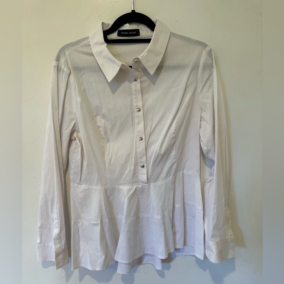 Ivanka Trump Tops - Ivanka Trump White Long-Sleeve Button Down Blouse